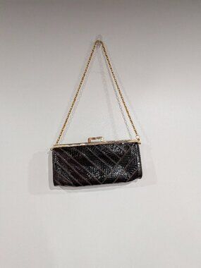 C3 Vintage Leather Clutch Purse Made in Italy Brown Gold